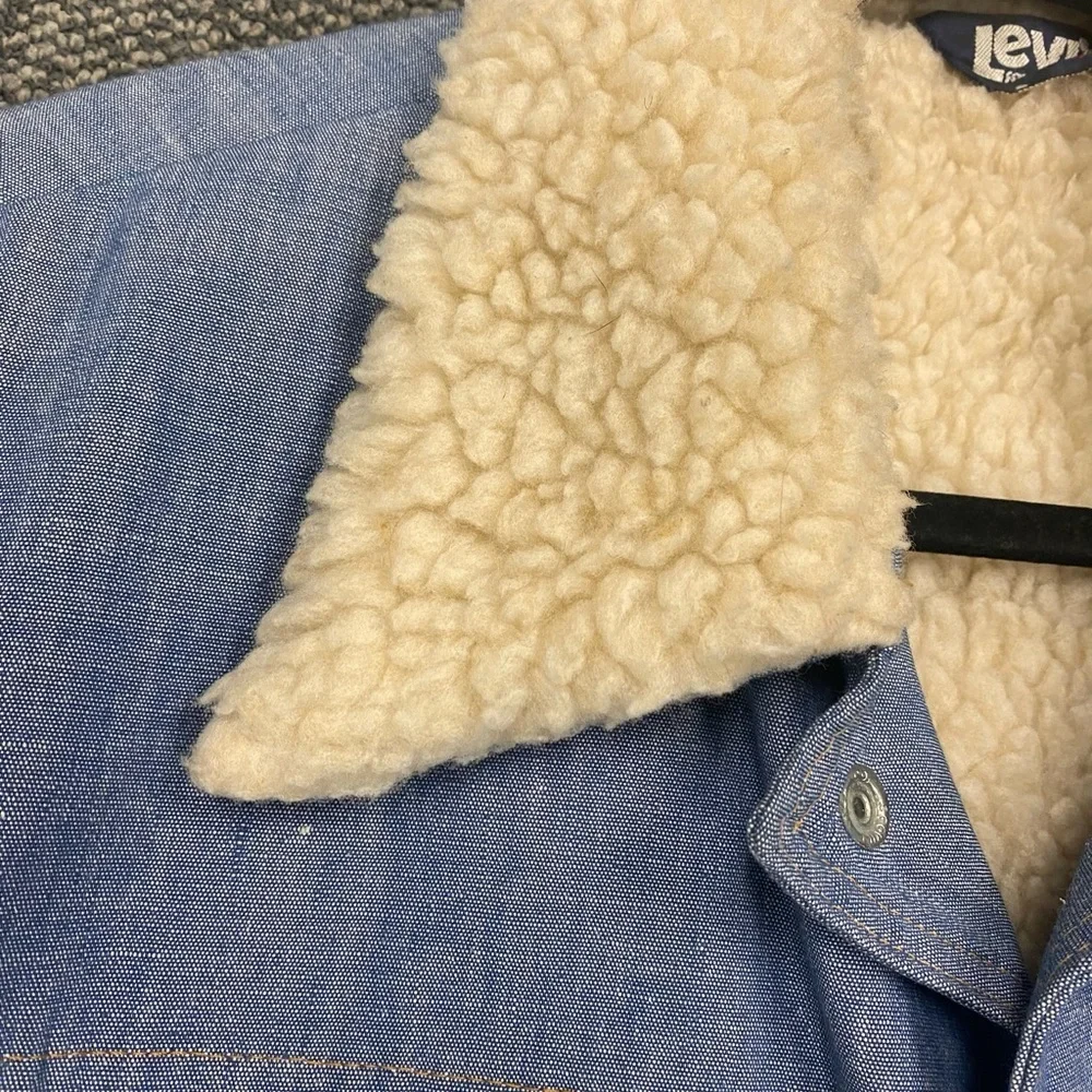 Vintage 70’s Levis Chambray Jacket Button Levis Oren Tag Trucker Sherpa Jacket